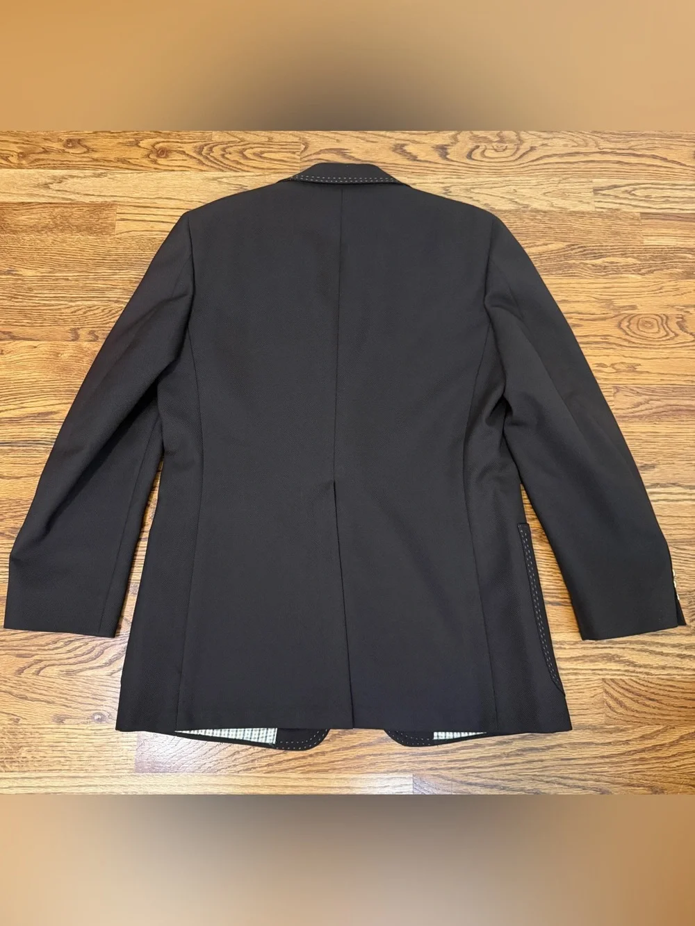 Vtg 70s Curlee Men’s Brown Polyester Suit Jacket Blazer Mod Stitching Sz 38R